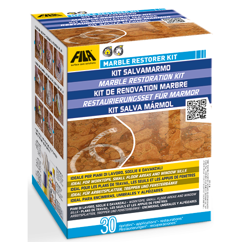 Marble restoration kit: removes acid restores polish on small marble and travertine surfaces and on MARBLE RESTORER | FILA Solutions